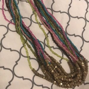 Multi-Colored, Layered, Beaded Necklace